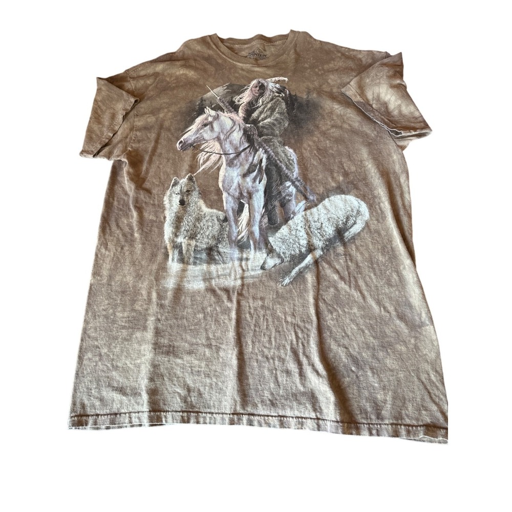 The Mountain 3XL Native American Horse Wolf‎ Graphic Tee Shirt